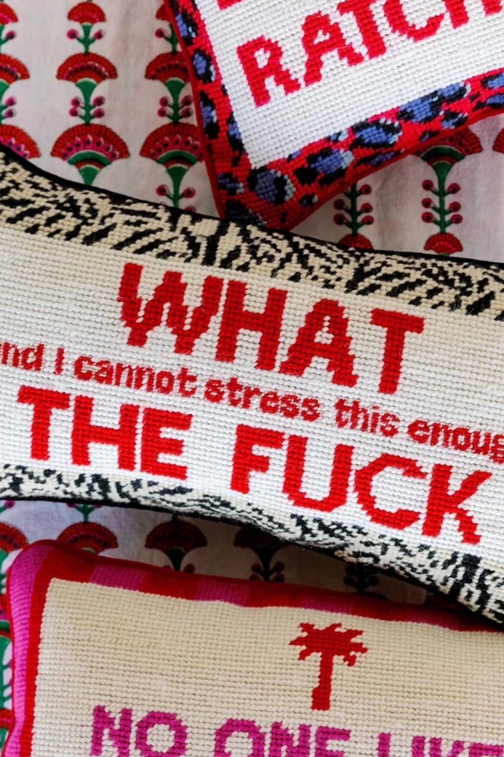 WTF Needlepoint Pillow