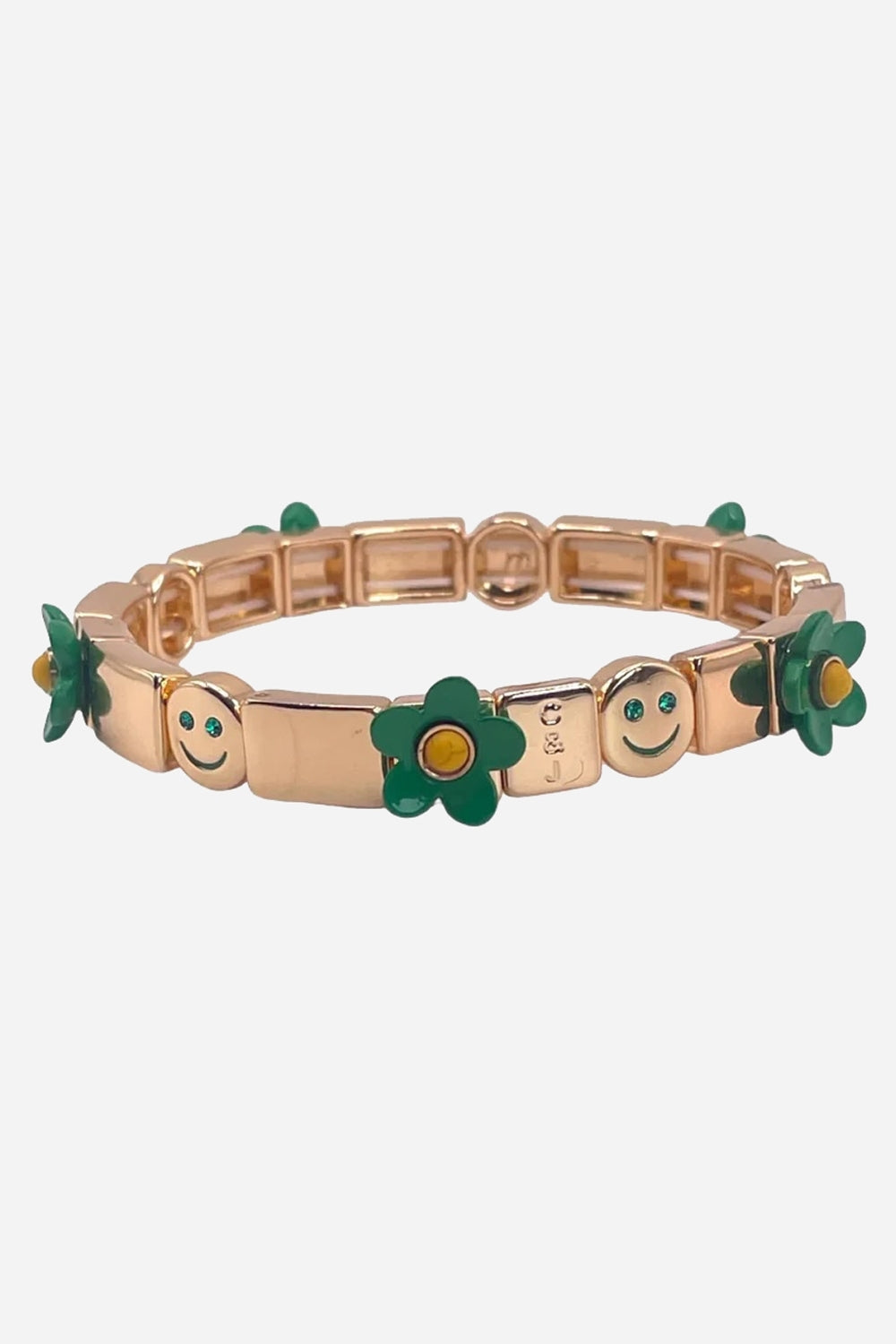 Crazy Daisy Smiley in Green Bracelet