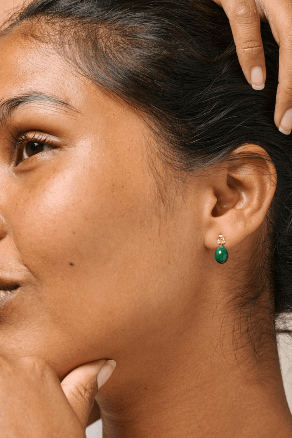 Poe Stud Earrings in Petrol Green