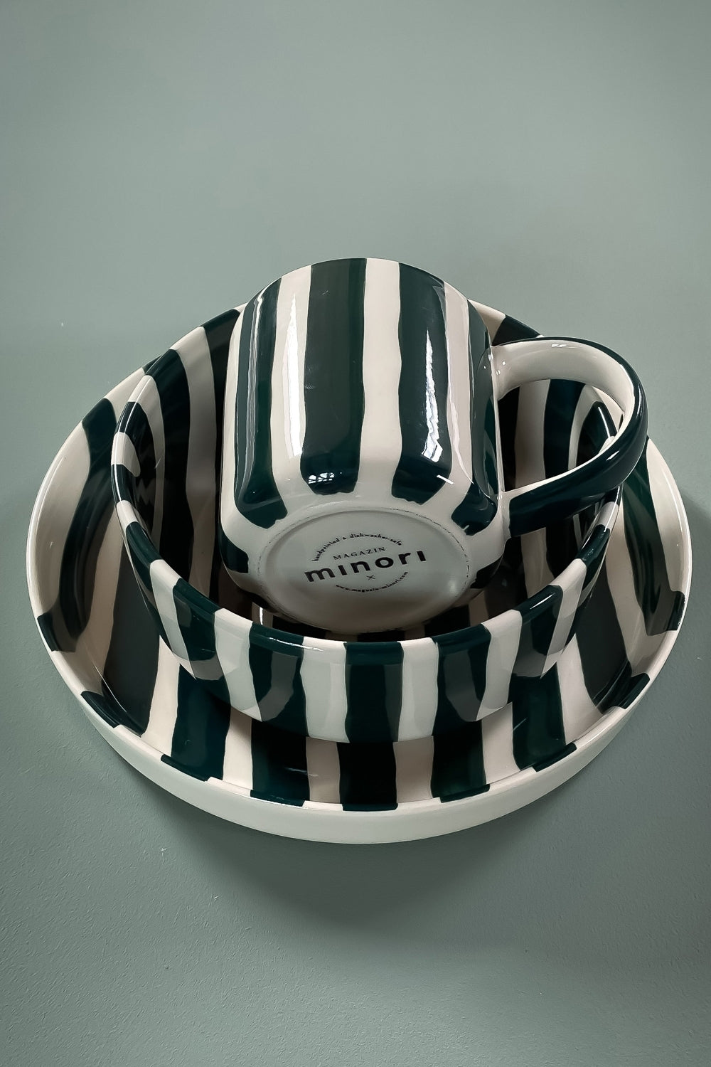Bowl in Gentle Green Stripes