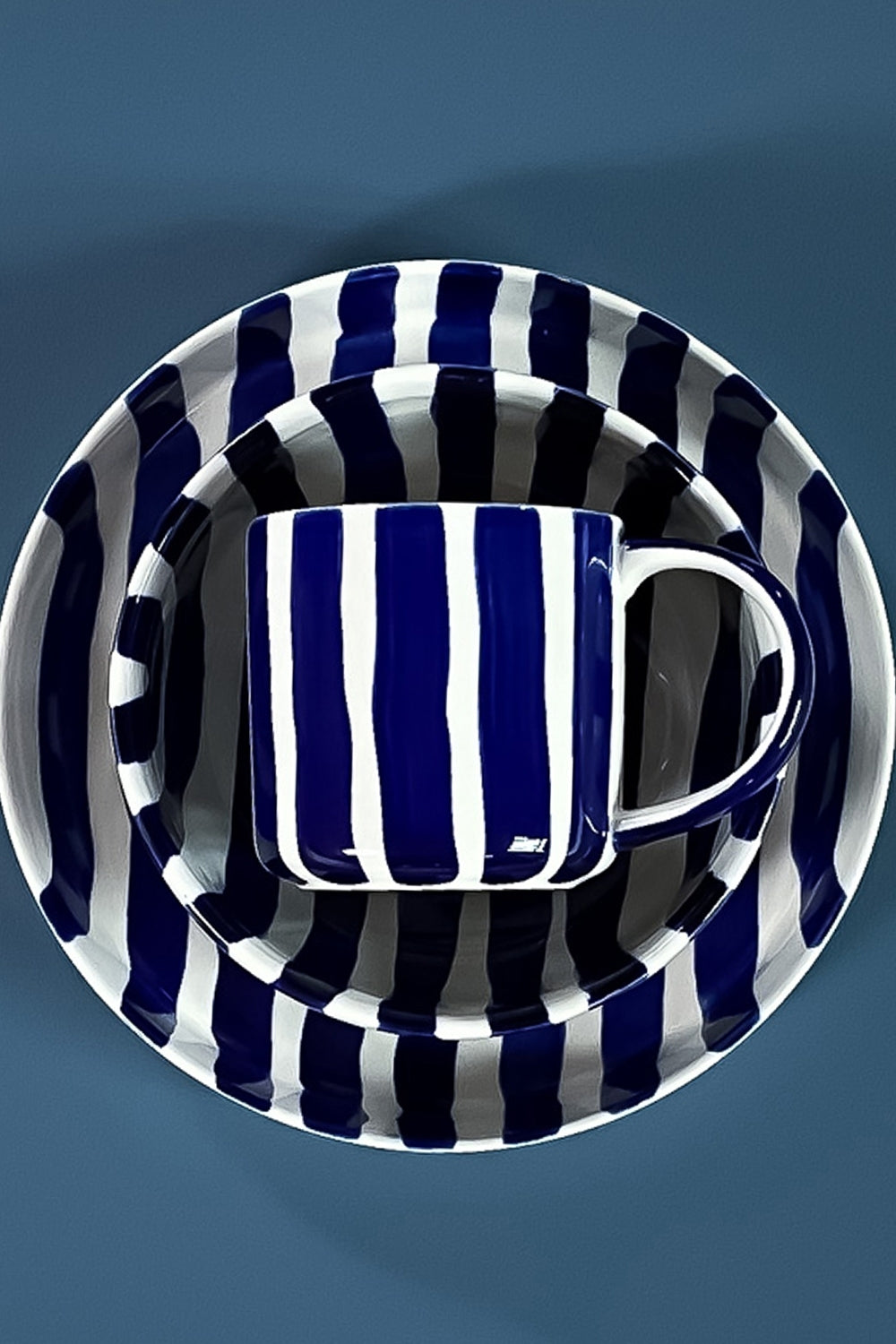 Coffee Mug in Sea Blue Stripes