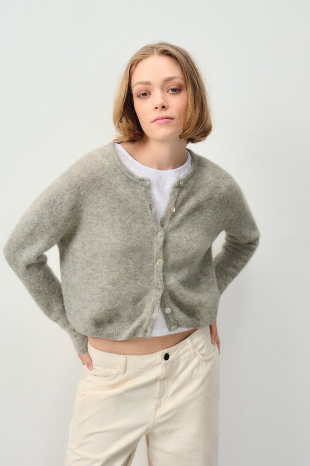Vitow Cardigan in Light Grey Melange
