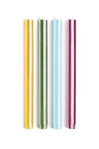 Stripe Dinner Candles Set of 4 - Mix Set White Lights