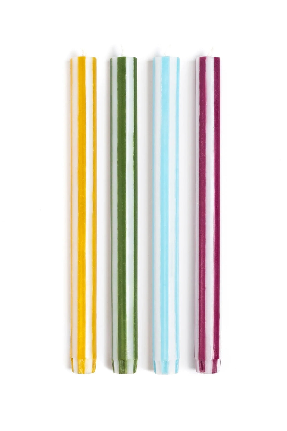 Stripe Dinner Candles Set of 4 - Mix Set White Lights