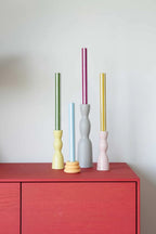 Stripe Dinner Candles Set of 4 - Mix Set White Lights