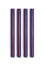 Stripe Dinner Candles Set of 4 - Indigo Blue/Teracotta