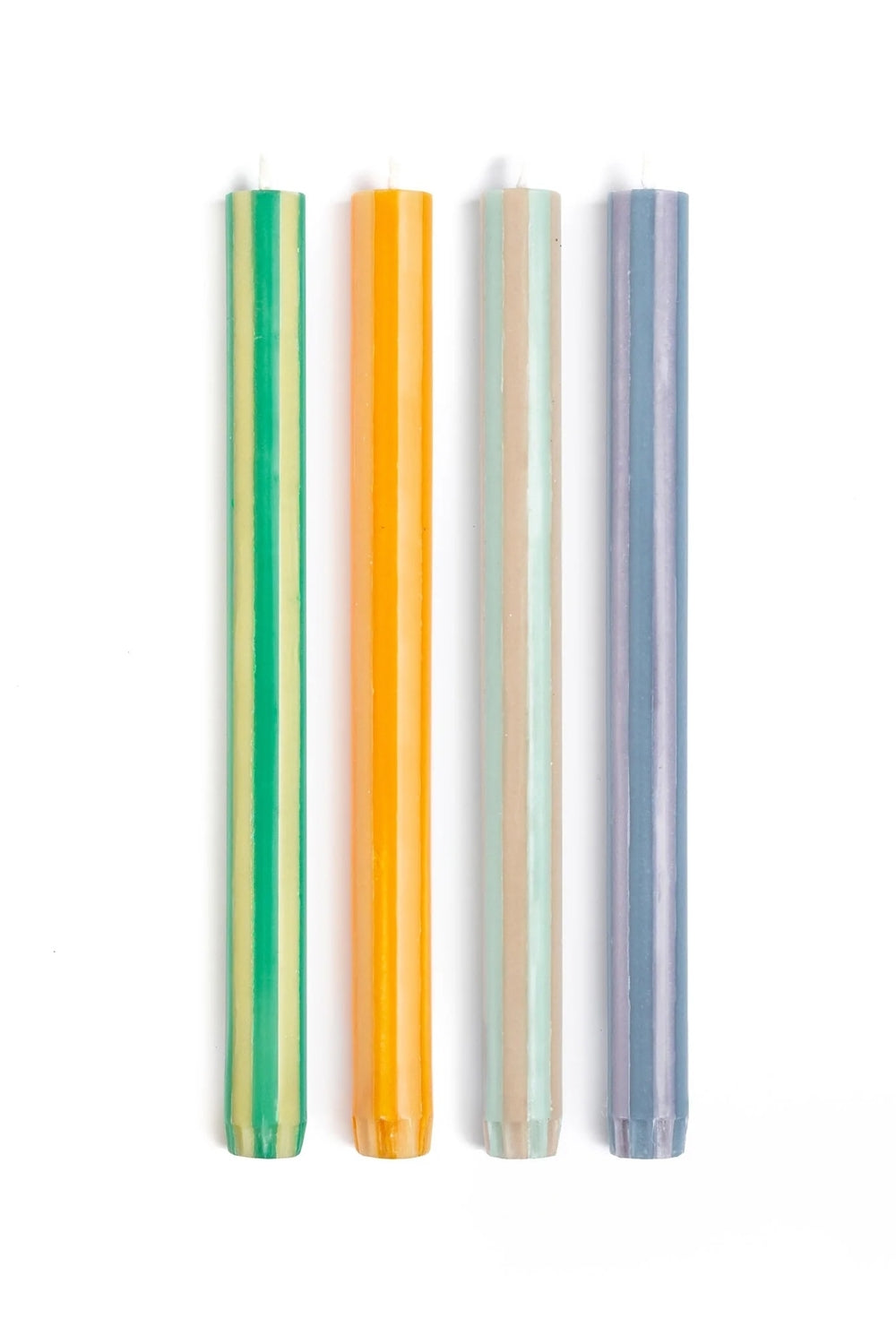 Stripe Dinner Candles Set of 4 - Mix Set Soft Colours