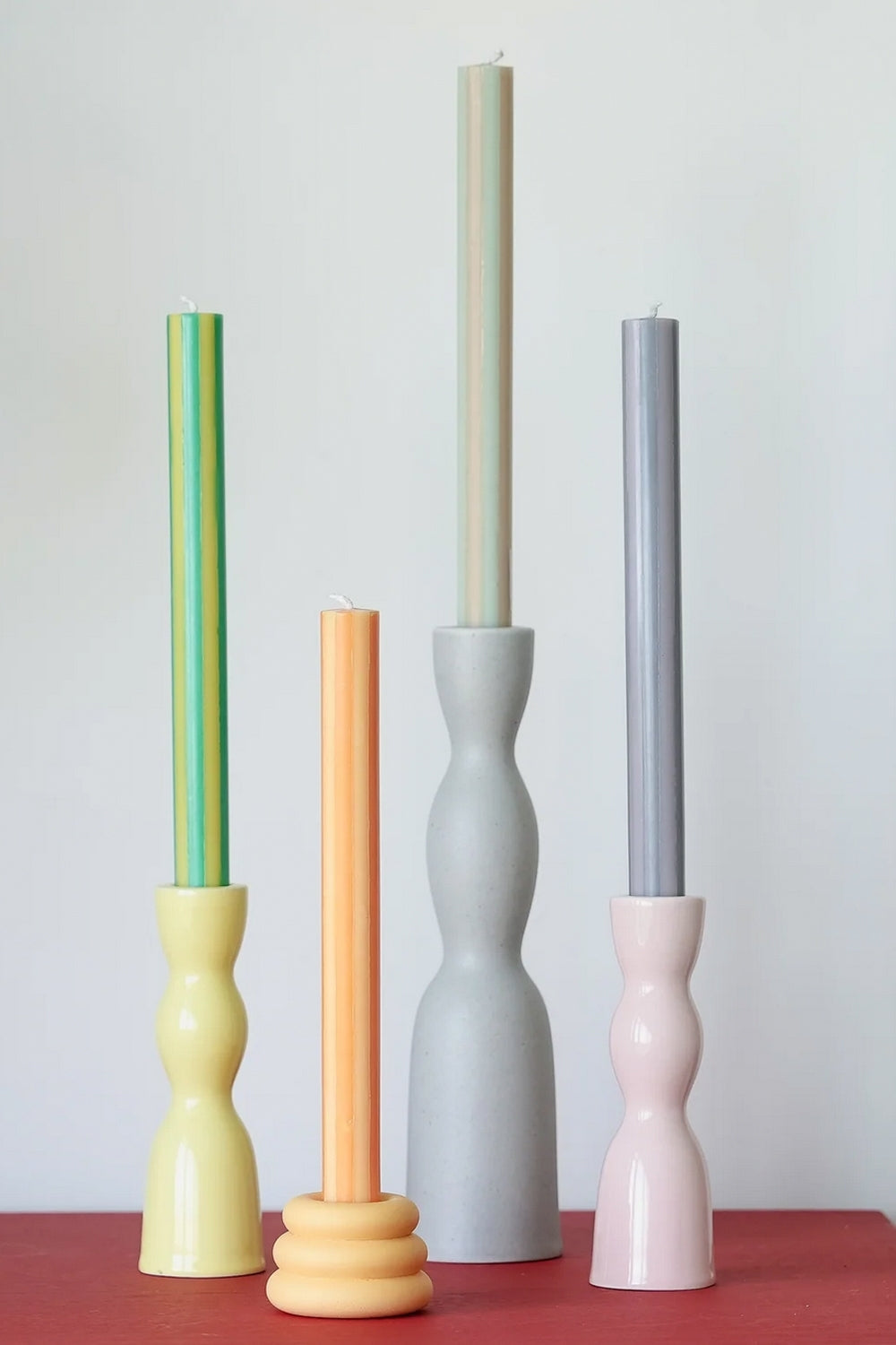 Stripe Dinner Candles Set of 4 - Mix Set Soft Colours