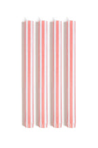 Stripe Dinner Candles Set of 4 - Peachy Pink/White