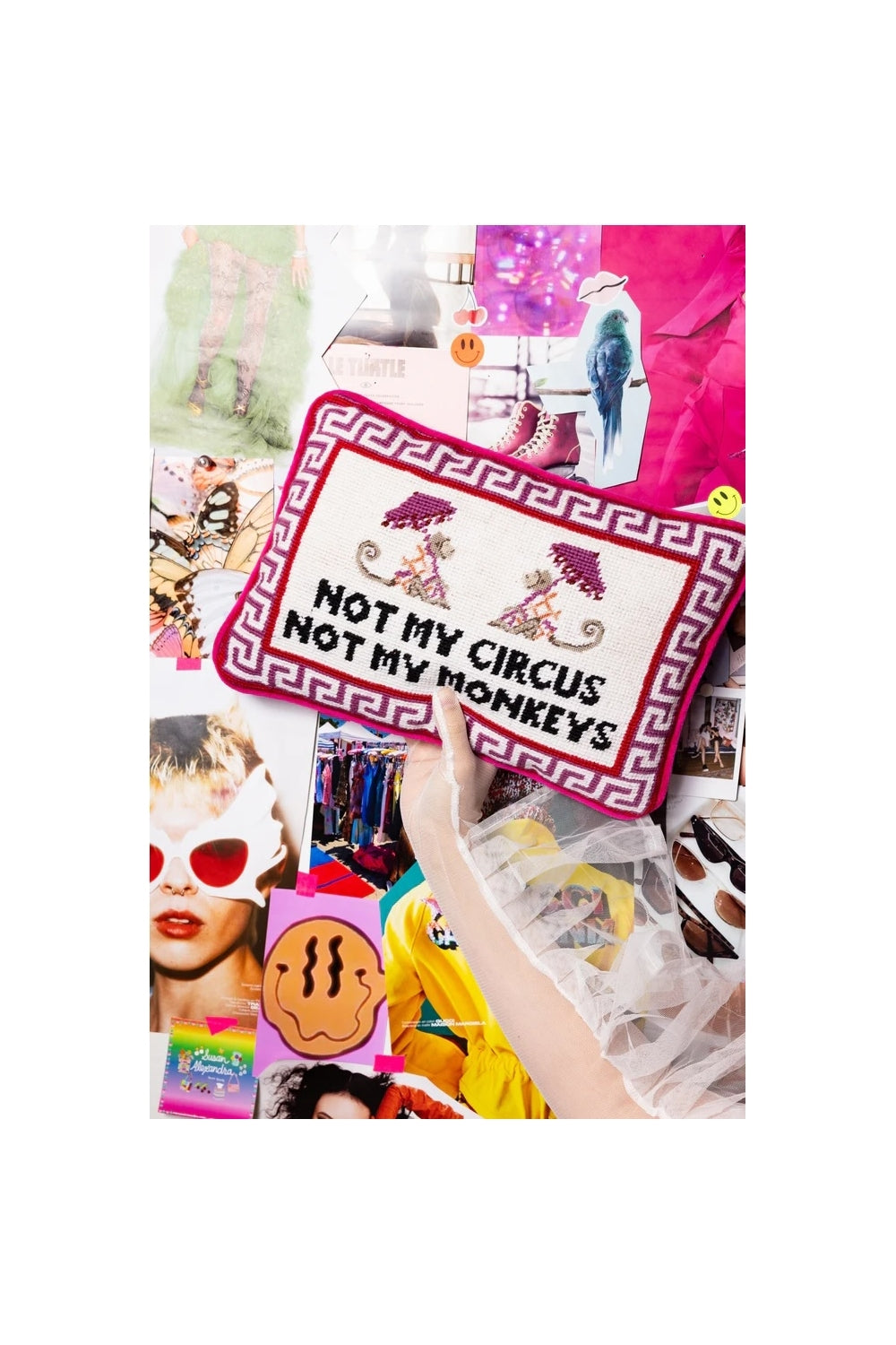 Not My Circus Needlepoint Pillow