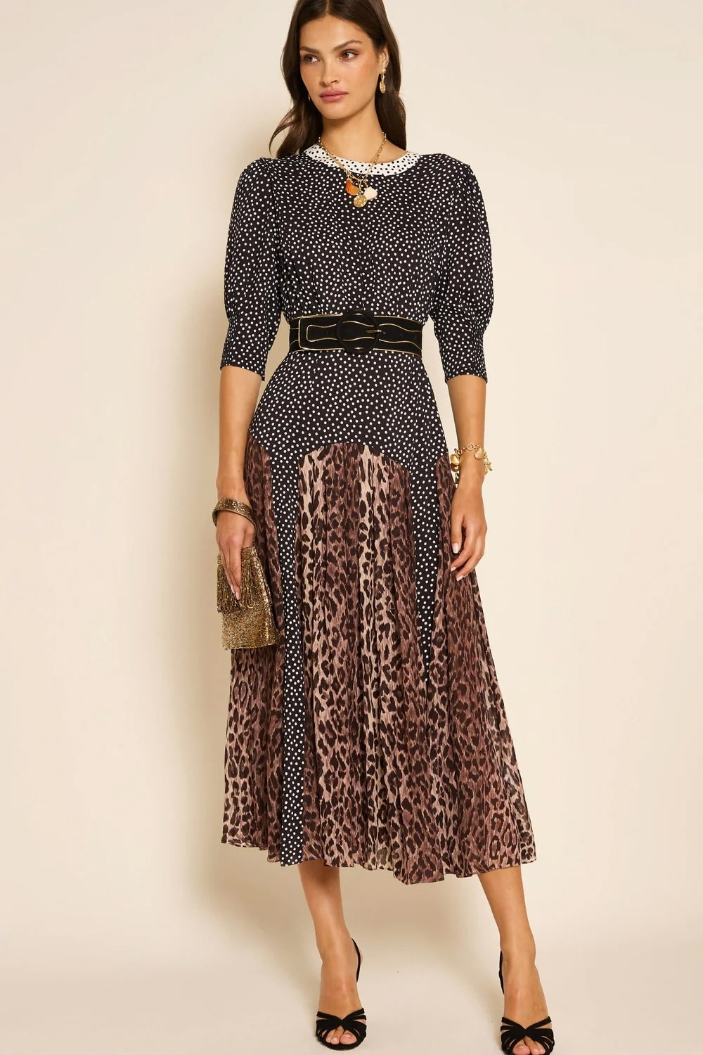 Meg Dress in Leopard Polka Dot