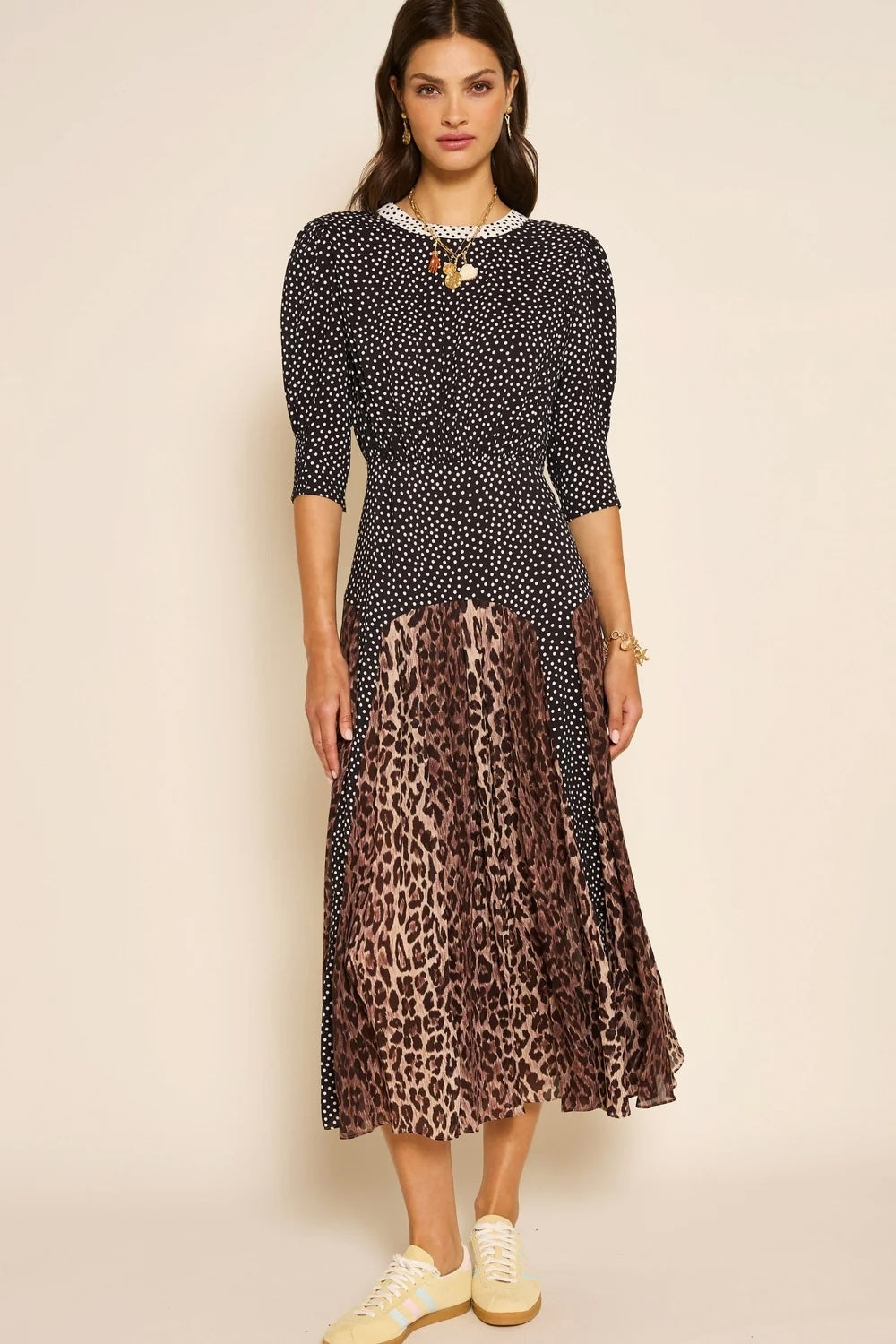 Meg Dress in Leopard Polka Dot