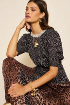 Meg Dress in Leopard Polka Dot