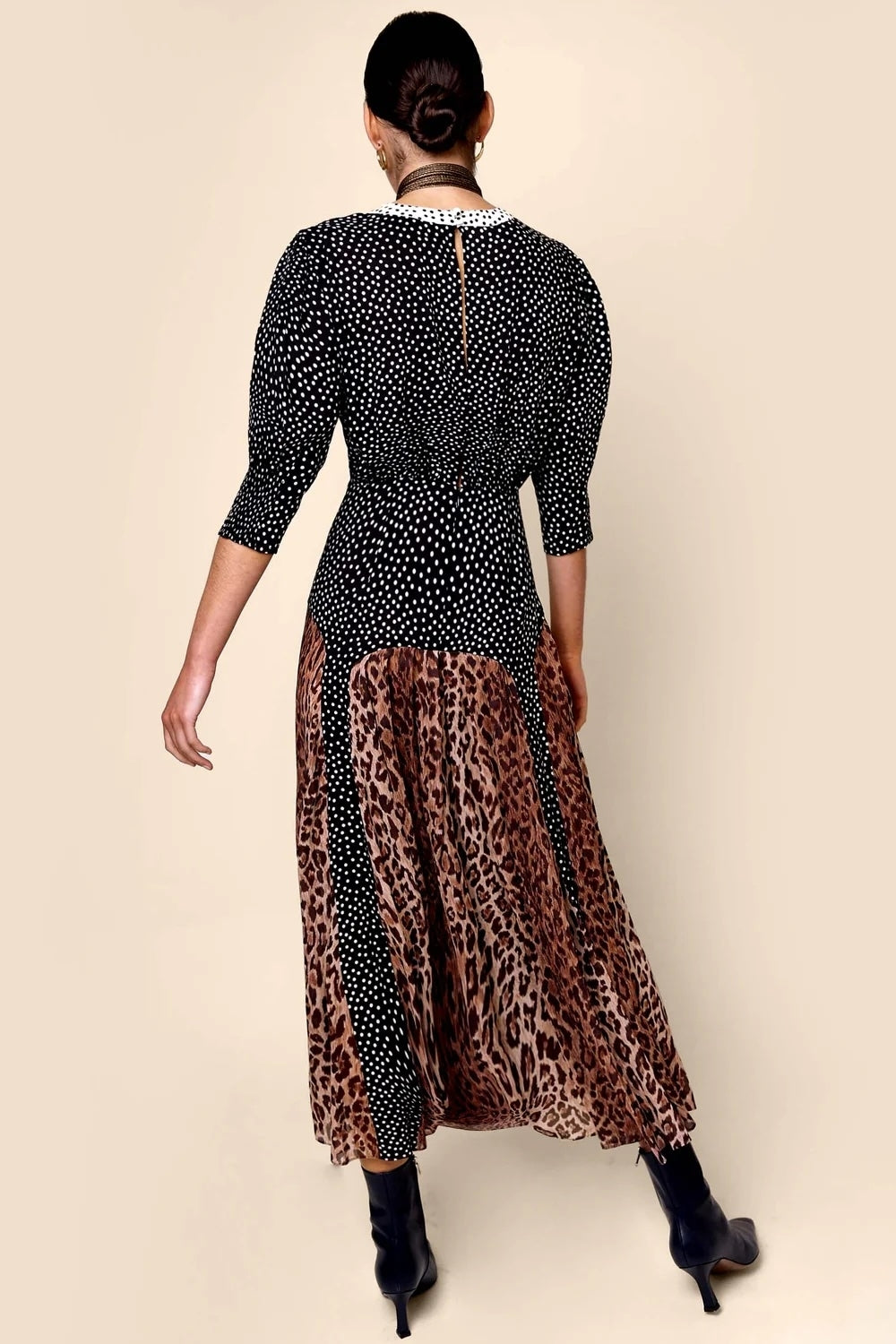 Meg Dress in Leopard Polka Dot