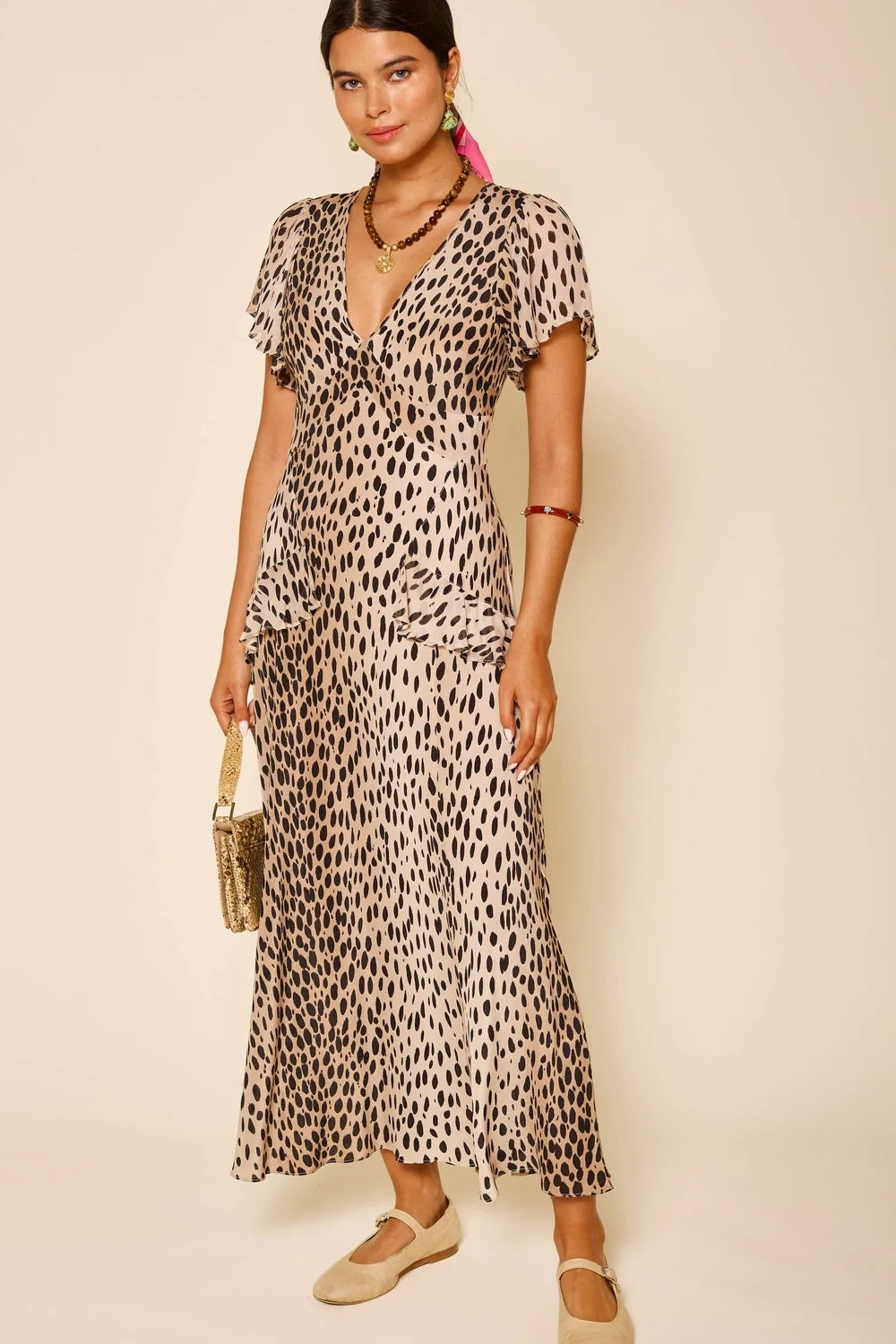 Evie Dress in Antelope Spot Black