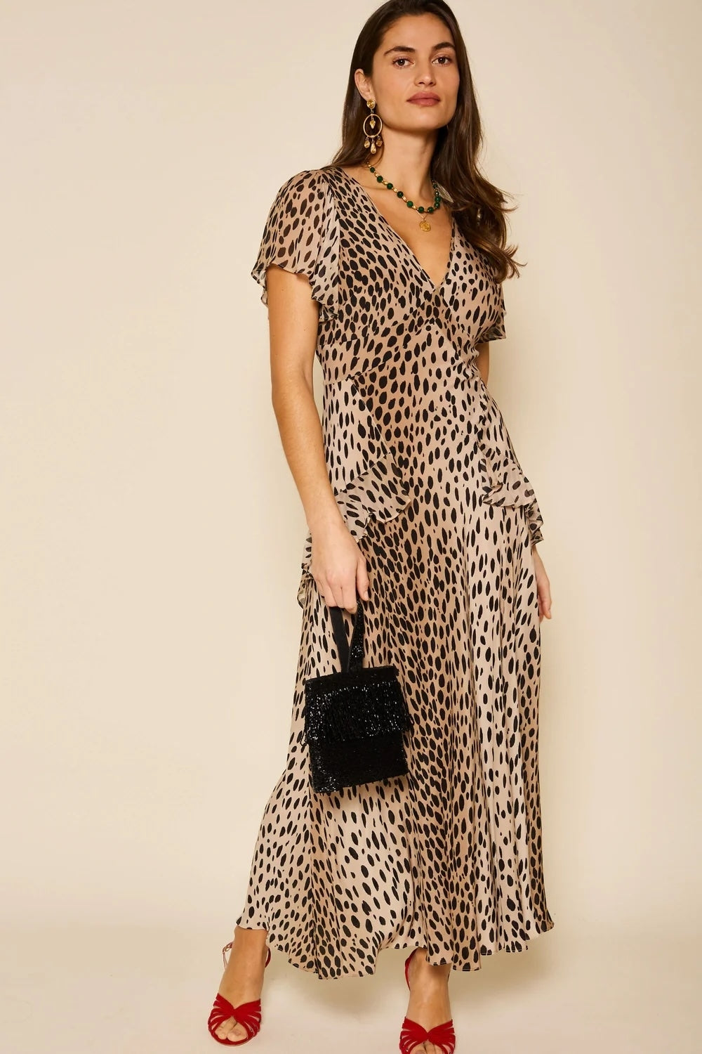 Evie Dress in Antelope Spot Black