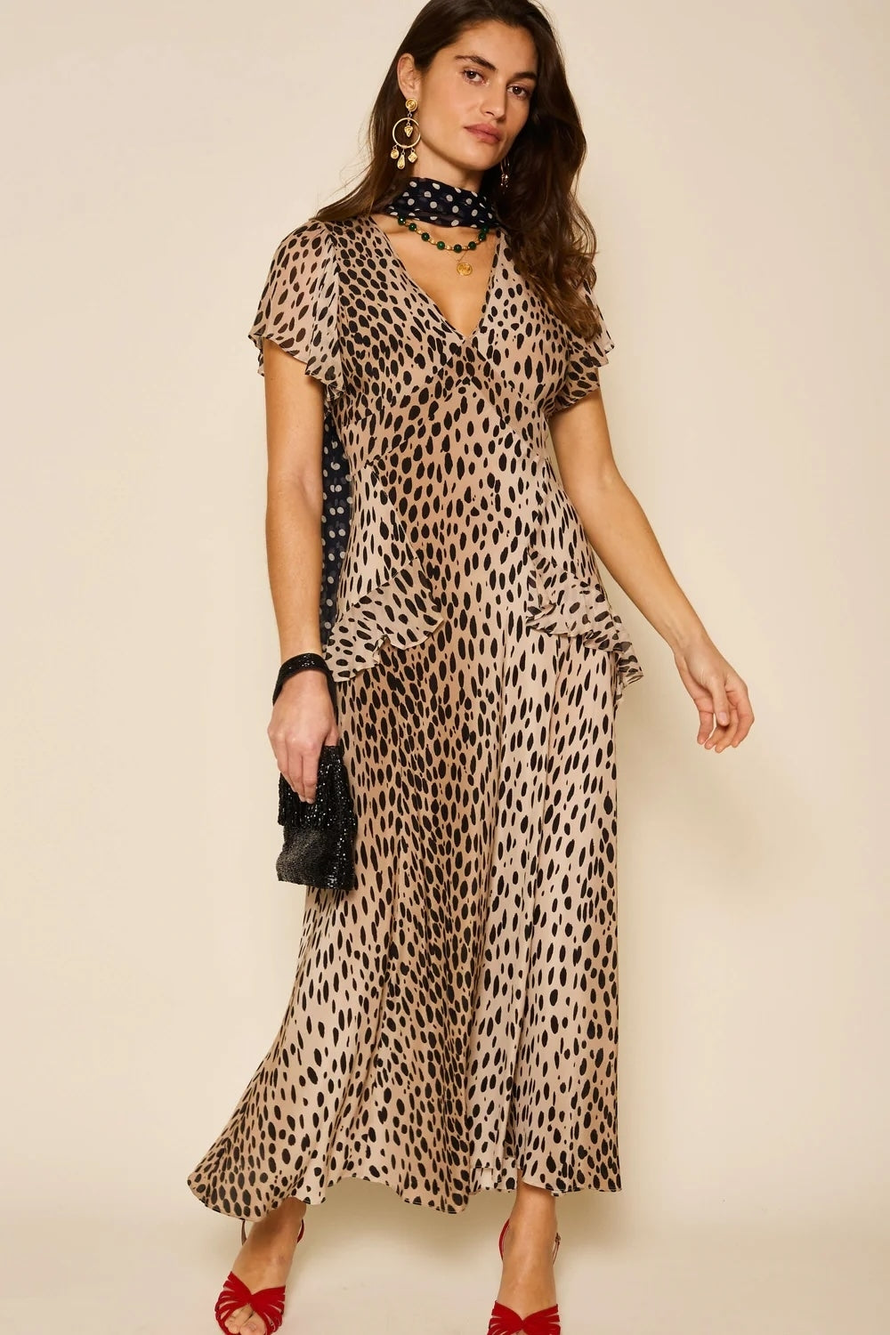 Evie Dress in Antelope Spot Black