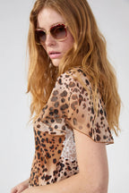 Golborne Flutter Sleeve Top in Leopard
