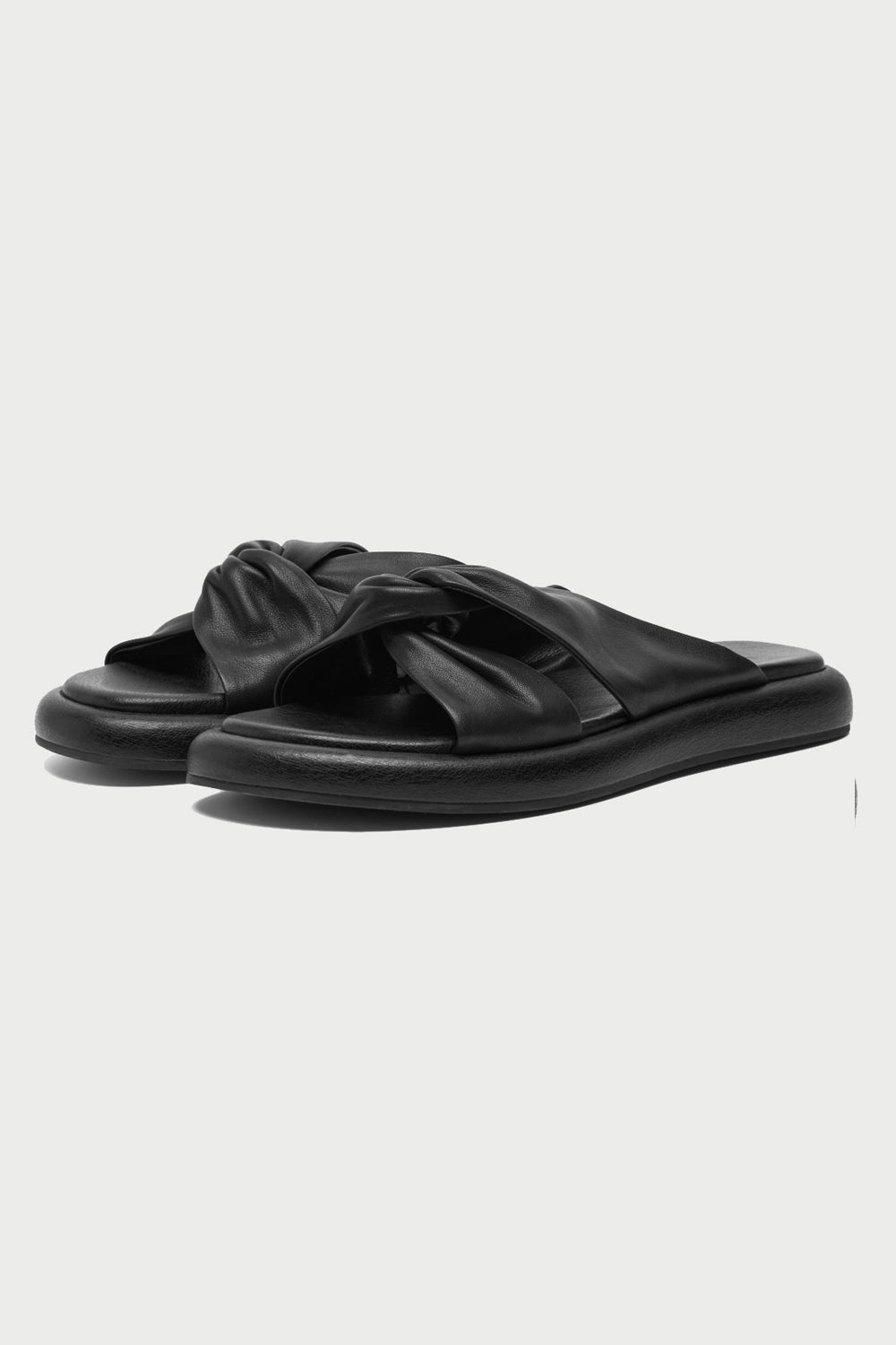 Mascha Leather Slide Sandals in Black