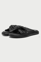 Mascha Leather Slide Sandals in Black