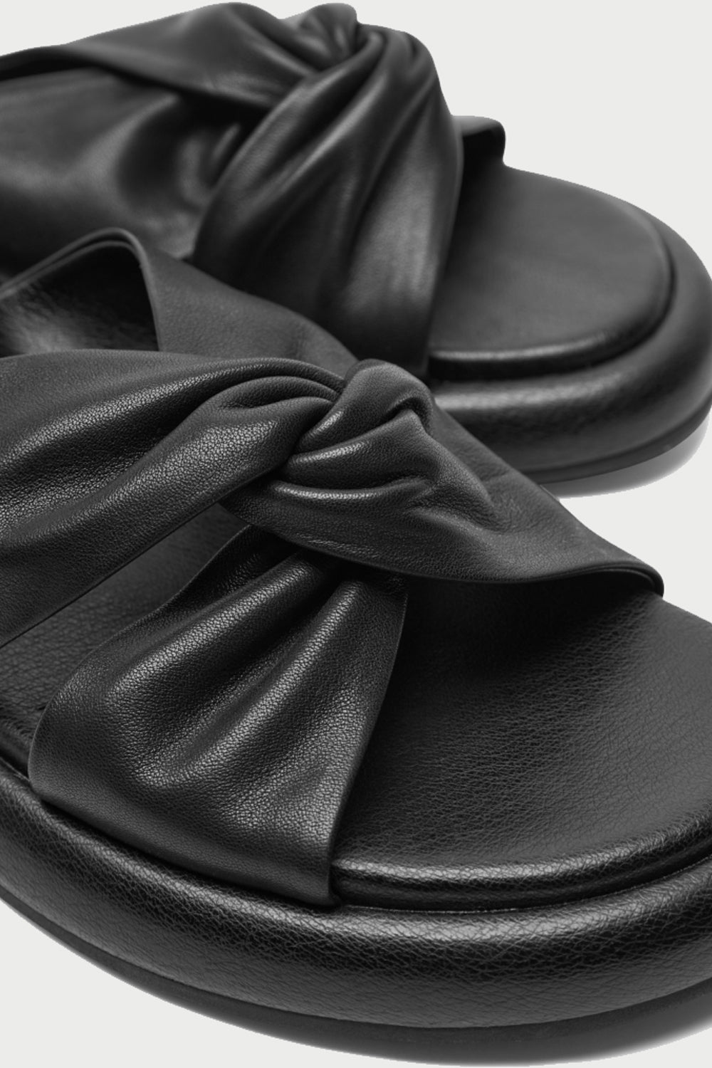 Mascha Leather Slide Sandals in Black
