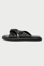 Mascha Leather Slide Sandals in Black