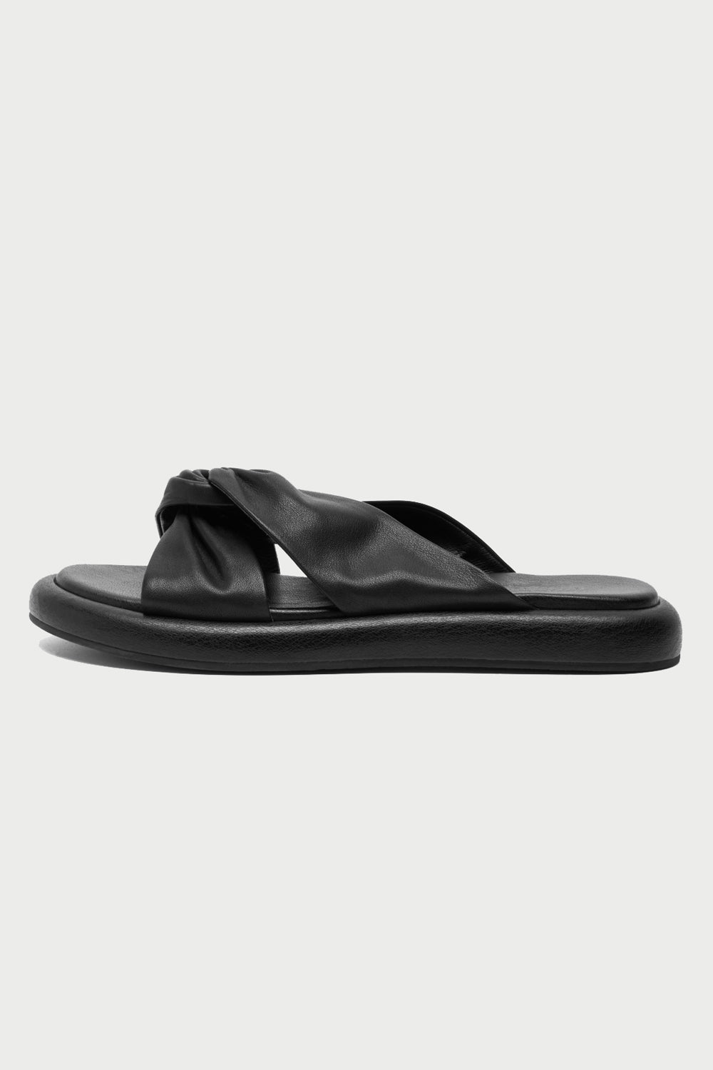 Mascha Leather Slide Sandals in Black