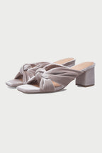 Carla Block Heel Velvet Mule in Powder