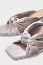 Carla Block Heel Velvet Mule in Powder