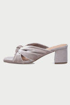 Carla Block Heel Velvet Mule in Powder