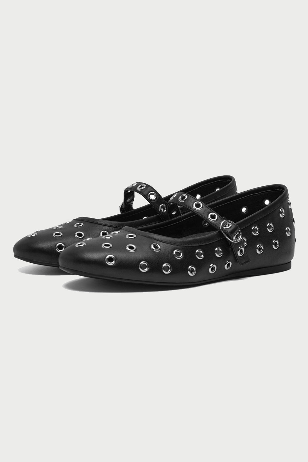 Cristel Eyelet Leather Mary Jane Pump in Black