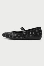 Cristel Eyelet Leather Mary Jane Pump in Black