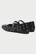 Cristel Eyelet Leather Mary Jane Pump in Black