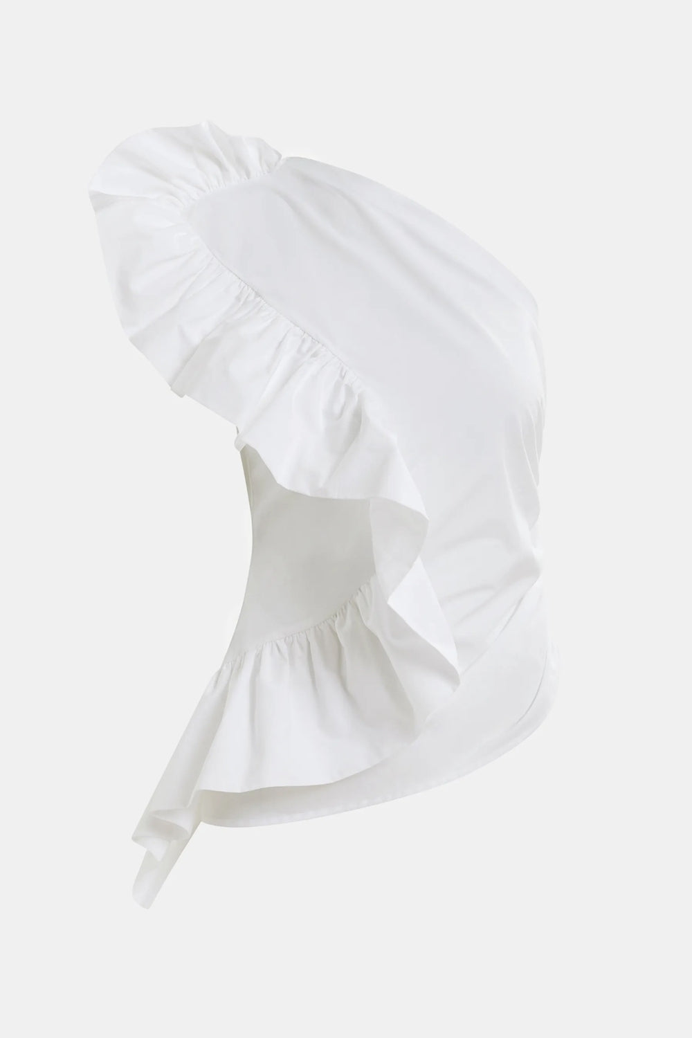 Haven Asymmetric Ruffle Top in White