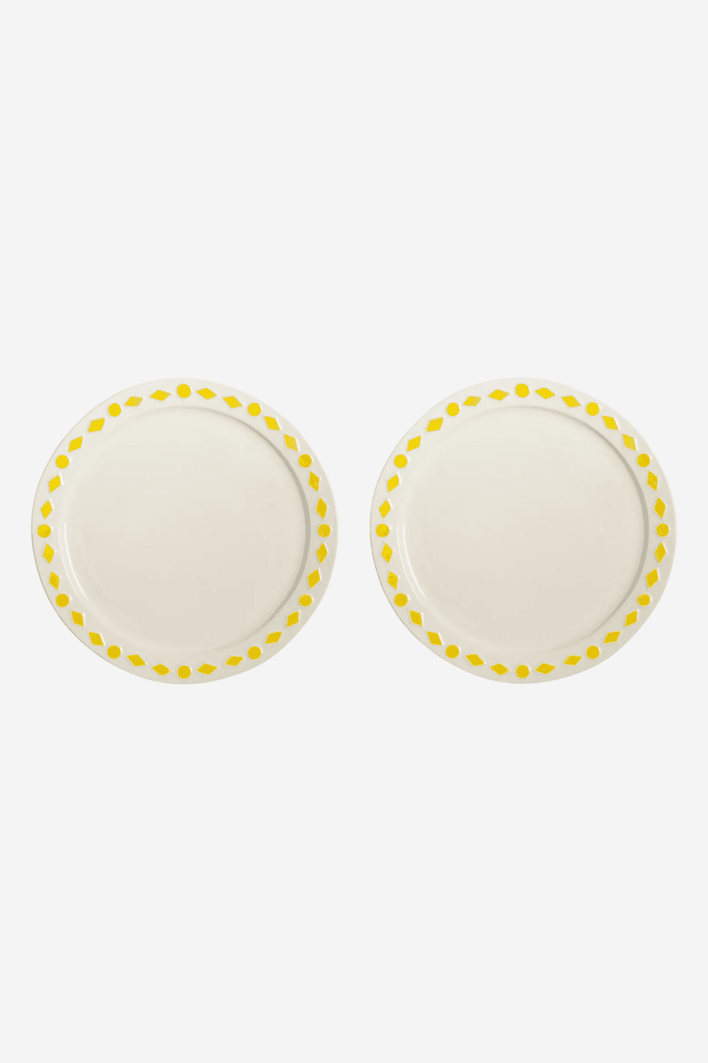 Folk Plate Set of 2  Large in Yellow