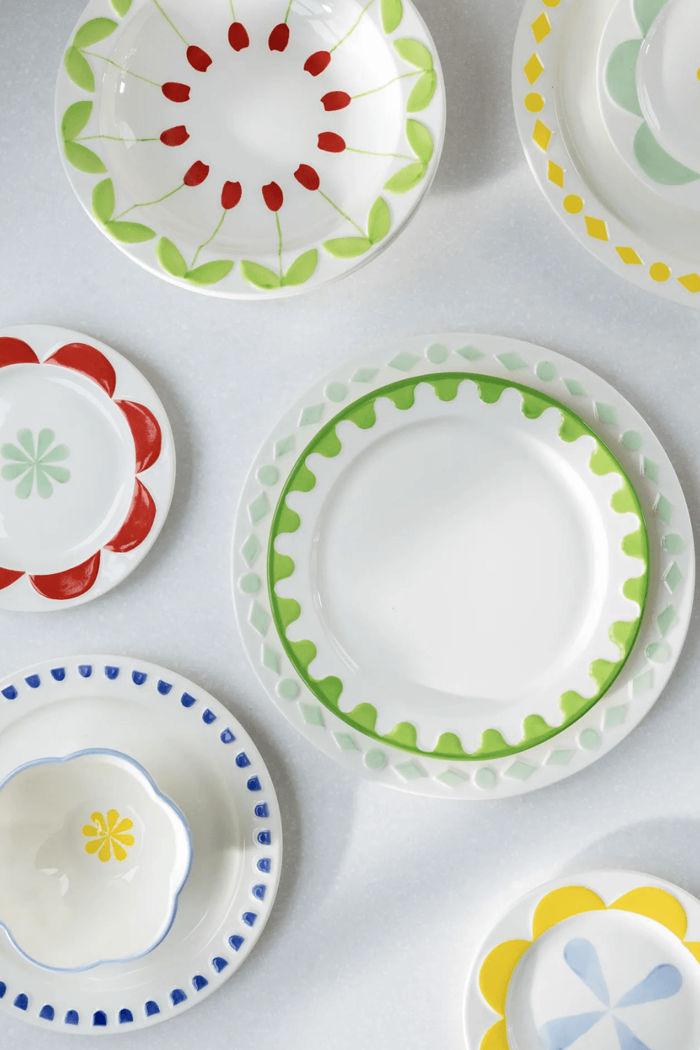 Folk Plate Set of 2  Large in Yellow