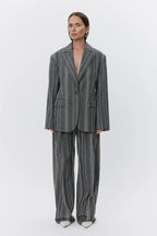 Musetta Slub Stripe Blazer in Black