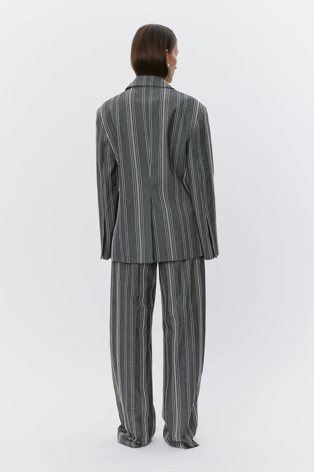 Musetta Slub Stripe Blazer in Black