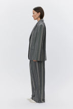 Musetta Slub Stripe Blazer in Black