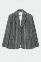 Musetta Slub Stripe Blazer in Black