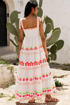 Athens Dress in Neon Fruit Embroidery