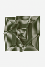 Silk Striped Scarf In Green And Cream