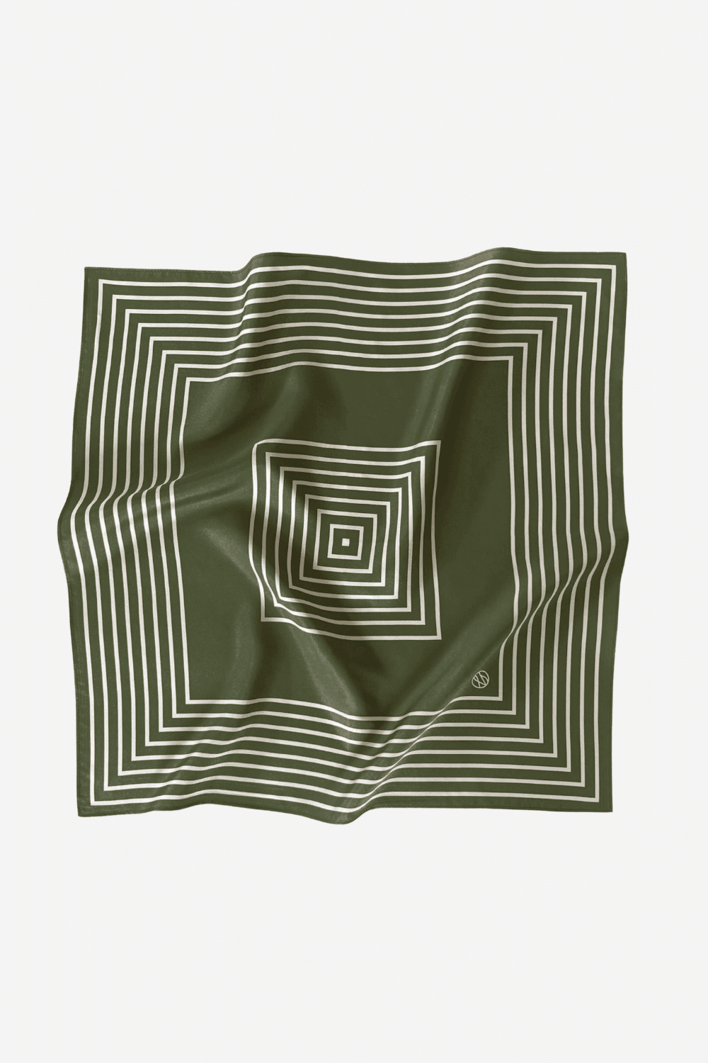 Silk Striped Scarf In Green And Cream