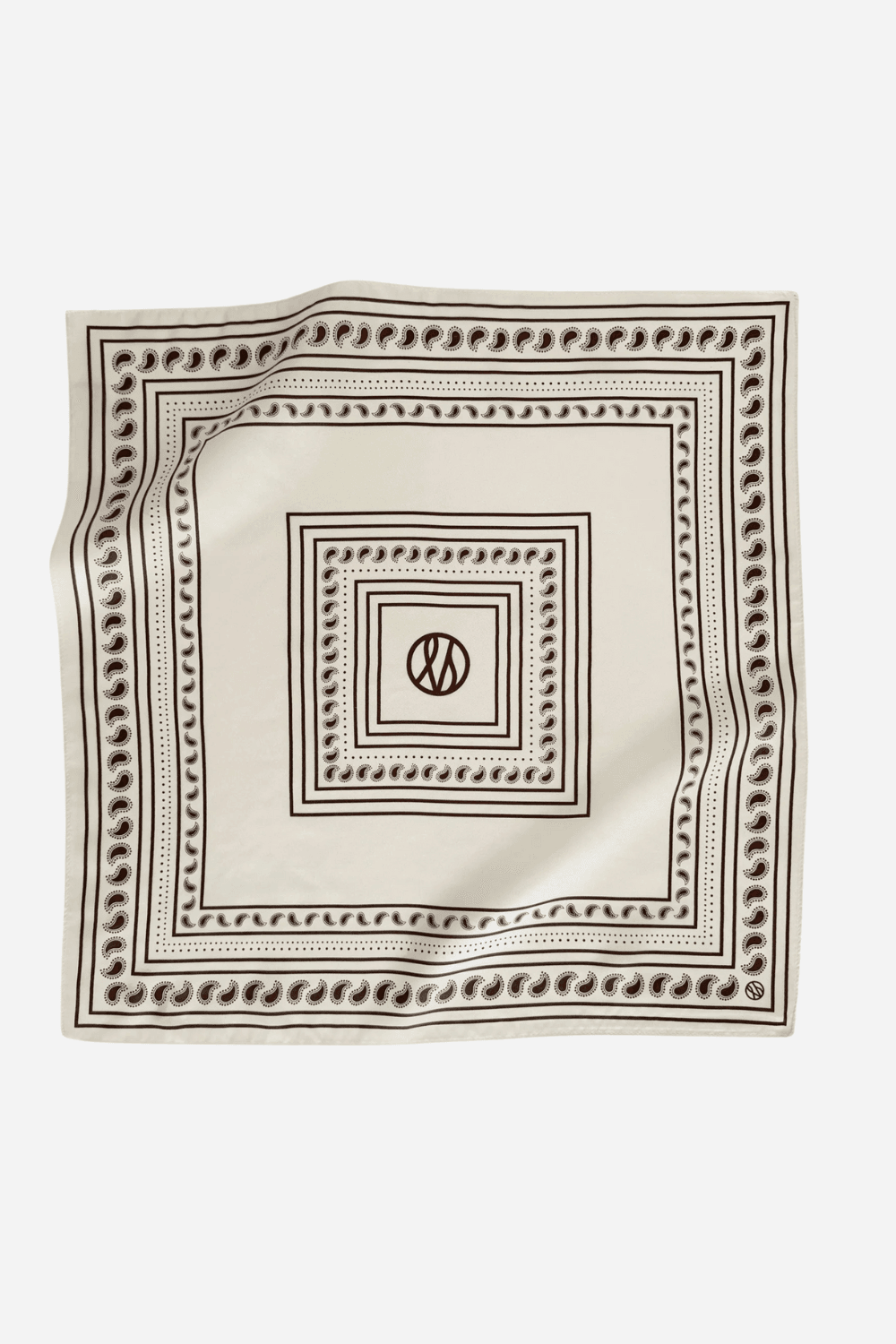 Silk Paisley Scarf In Cream And Mocha Mousse
