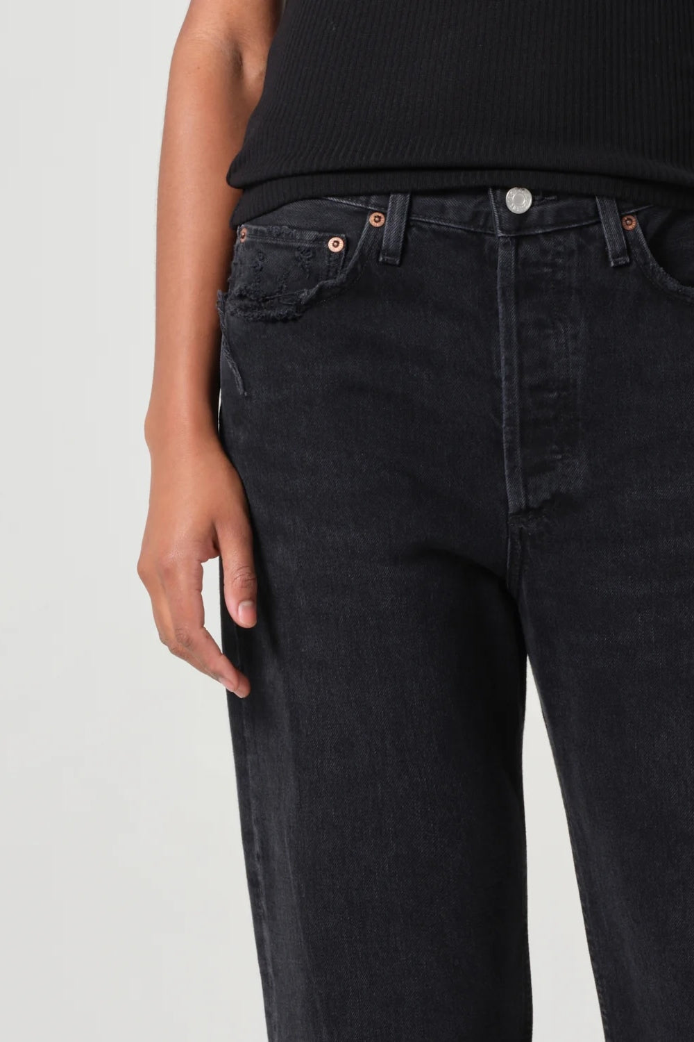 90s Mid Rise Loose Straight Jean in Tar
