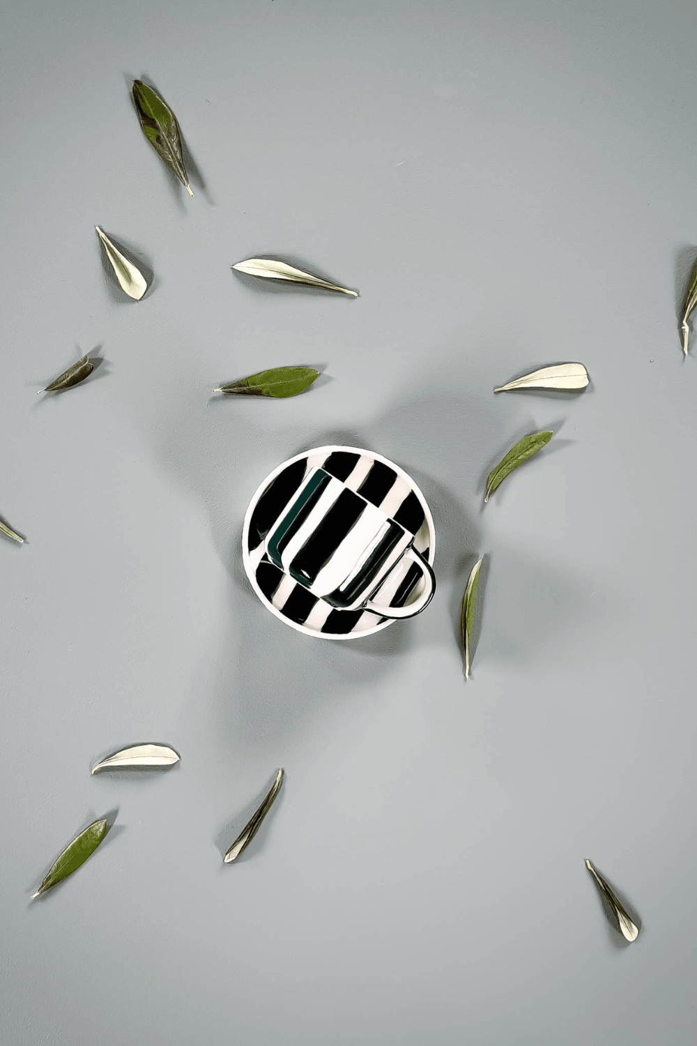 Espresso Cups Set of 2 in Gentle Green Stripes