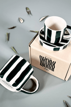 Espresso Cups Set of 2 in Gentle Green Stripes