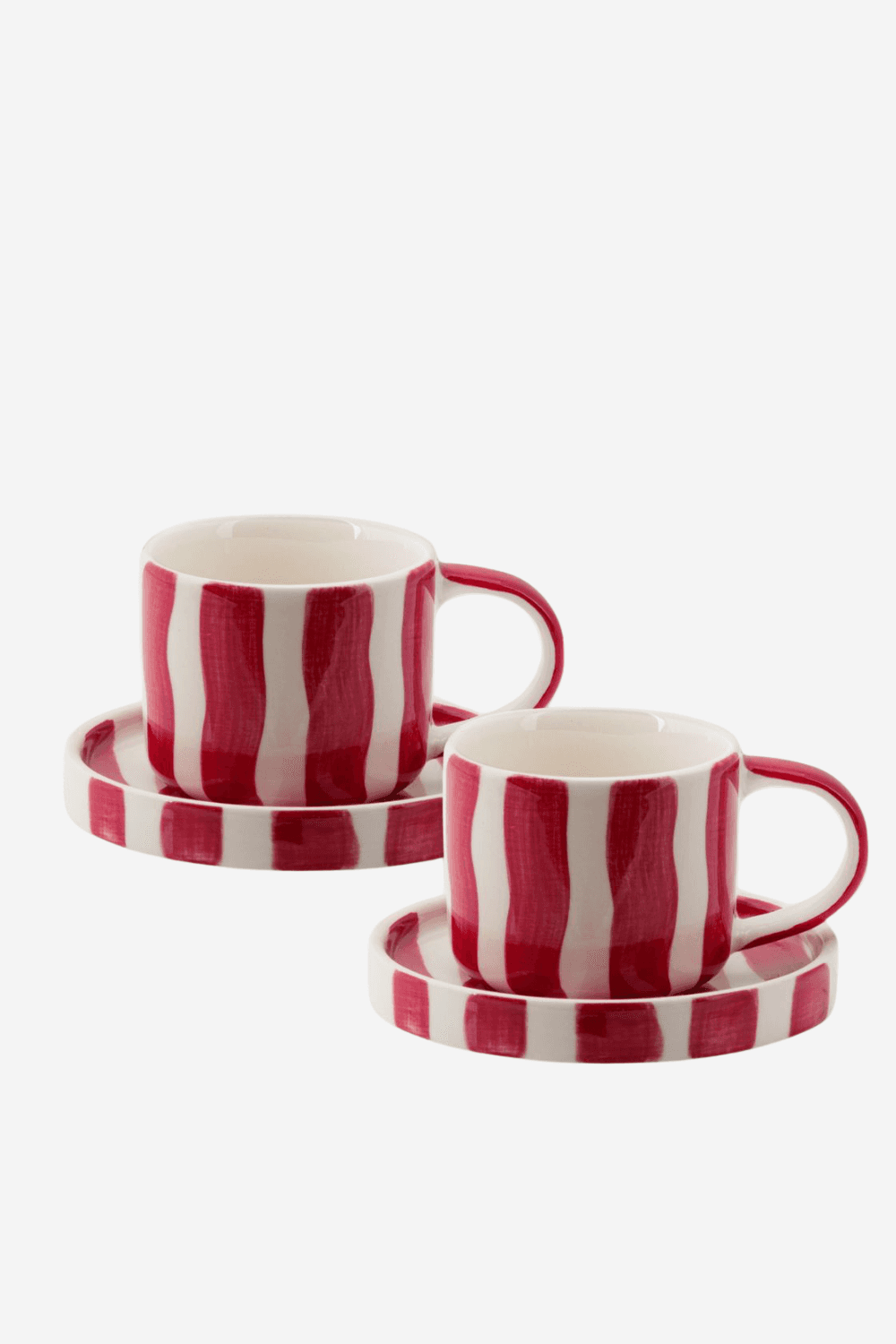 Espresso Cups Set of 2 in Tramonto Red Stripes