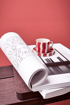 Espresso Cups Set of 2 in Tramonto Red Stripes