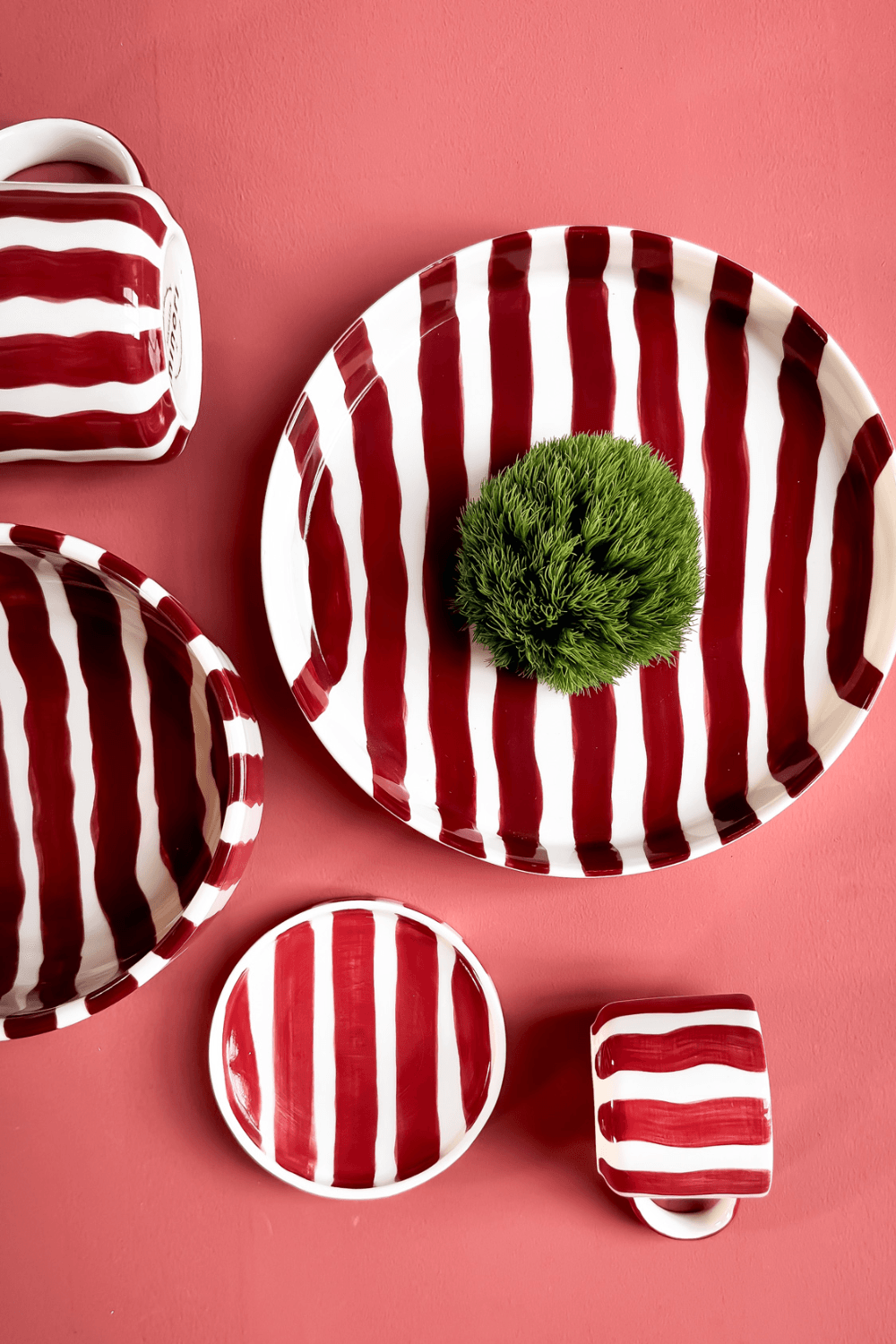 Espresso Cups Set of 2 in Tramonto Red Stripes
